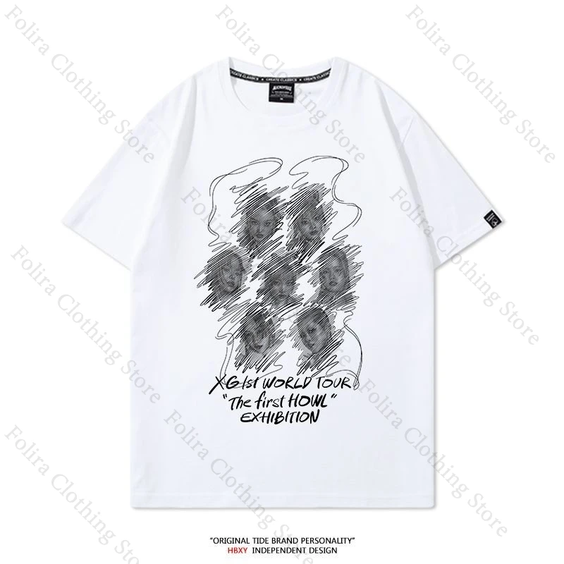 Team XG The first HOWL Concert Series Print T-shirt Cotton Summer Tops Short Sleeve Tee Daily Clothing Woman Clothes Streetwear