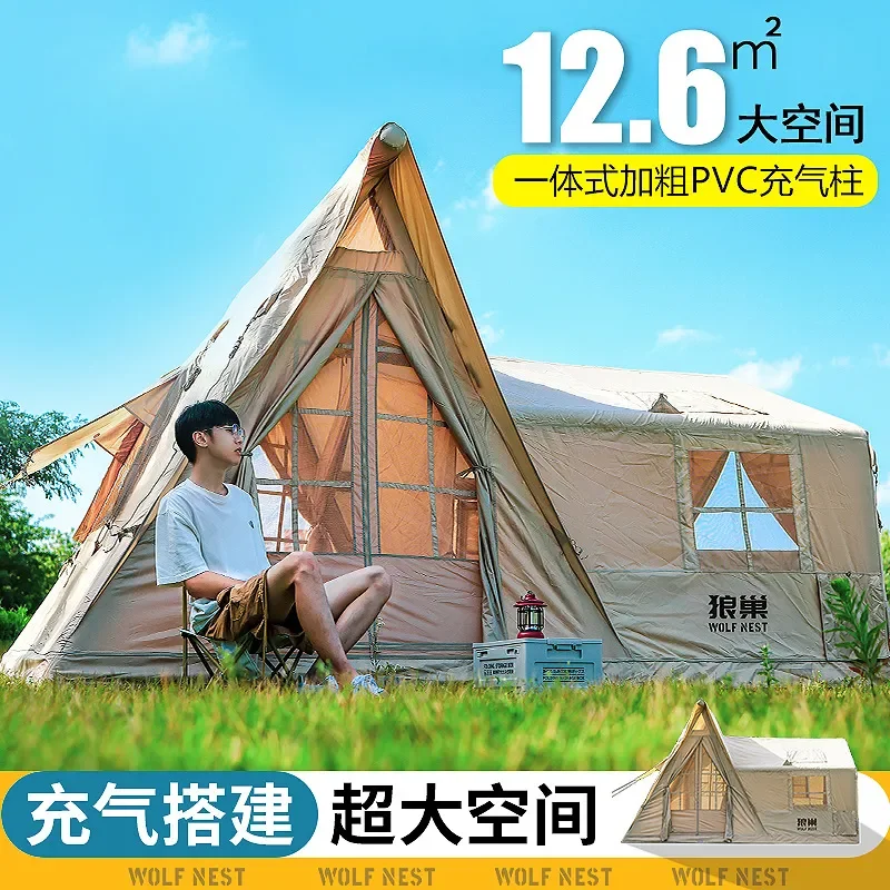 For Outdoor Camping Inflatable Tent Hut House Light Luxury Villa Thickened Portable Free Construction Overnight Park Shelter
