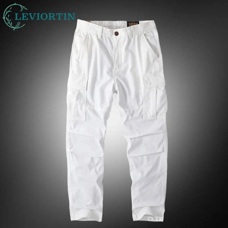 

Мужские повседневные рабочие брюки Amikaji с несколькими карманами, уличные хлопковые свободные прямые брюки-карго большого размера