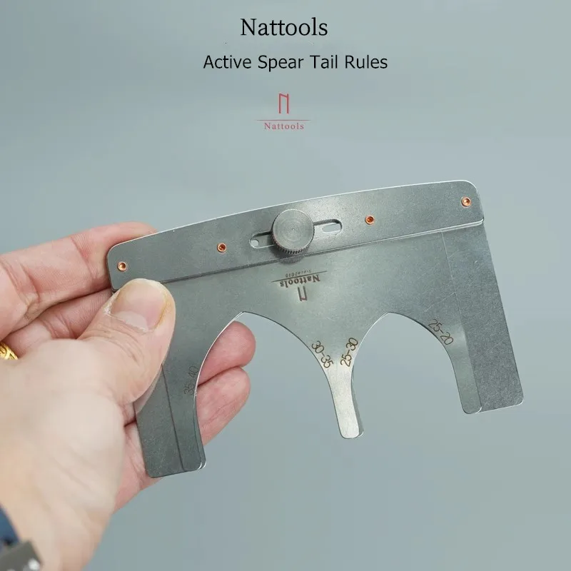 Nattools Adjustable Belt Spear Tail Fixing Gauge With End Template To Assist In Cutting Belt Tail Tool Stainless Steel Ruler