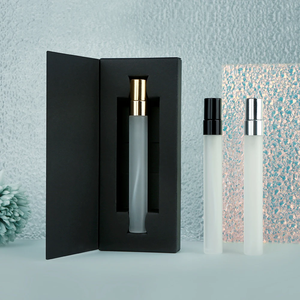 30/50Pcs 10ml Refillable Frosted Glass Perfume Spray Bottles-Gold/Silver/Black Nozzles Boxed Travel&Perfume Sampling Must-Haves
