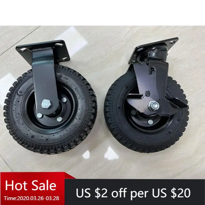 

1 Pc 8 Inch Universal Heavy Duty Caster Wheel with Inflatable Rubber Normal Casters for Furniture Moving in Vientiane Hotel
