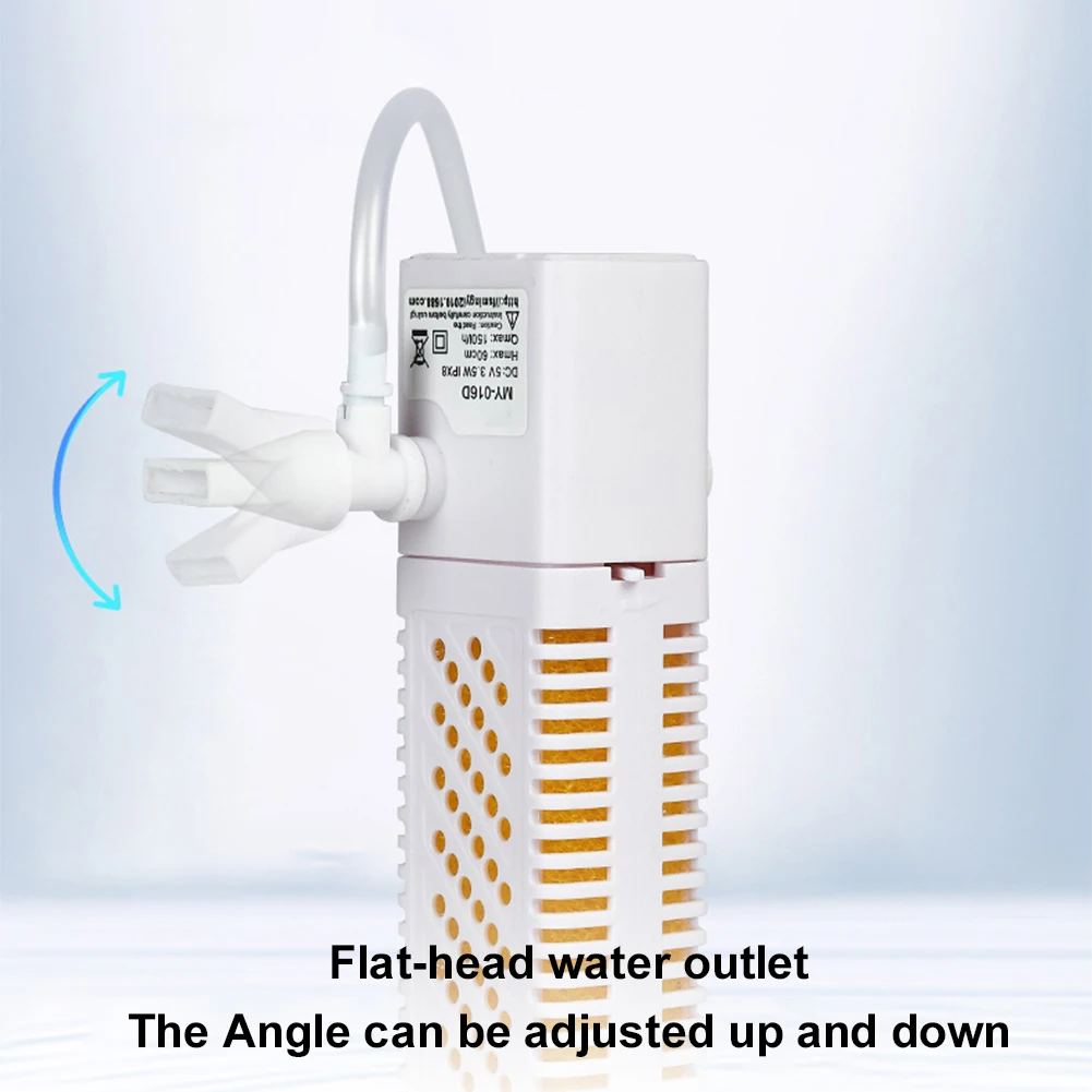 3 في 1 فلتر خزان الأسماك، فلتر داخلي مقاوم للماء، مضخة توزيع مدمجة لنافورة الخزان، بركة السمك #4