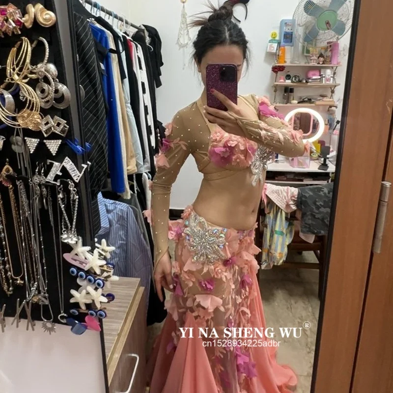 Customized Belly Dance Costume Performance Costume Long Skirt Sexy Suit Belly Dancing Bra Exotic Dancewear Indian Clothes Women
