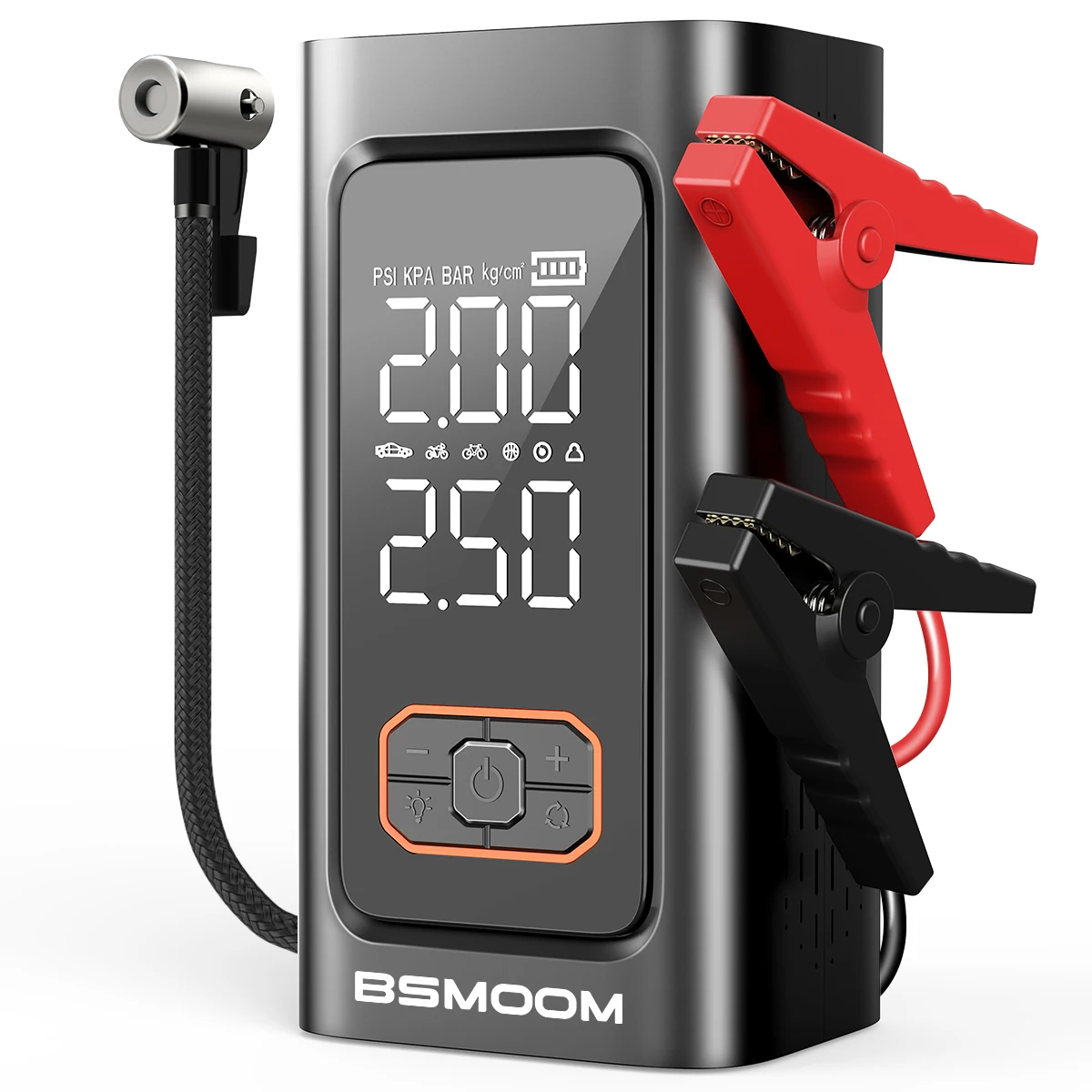 Compresseur d'air pour pneus 150 PSI, démarreur d'urgence pour voiture 5000A (pic 21800 mAh) et booster de batterie portable puissant (compatible avec les moteurs diesel 10.0L et 8.0L)