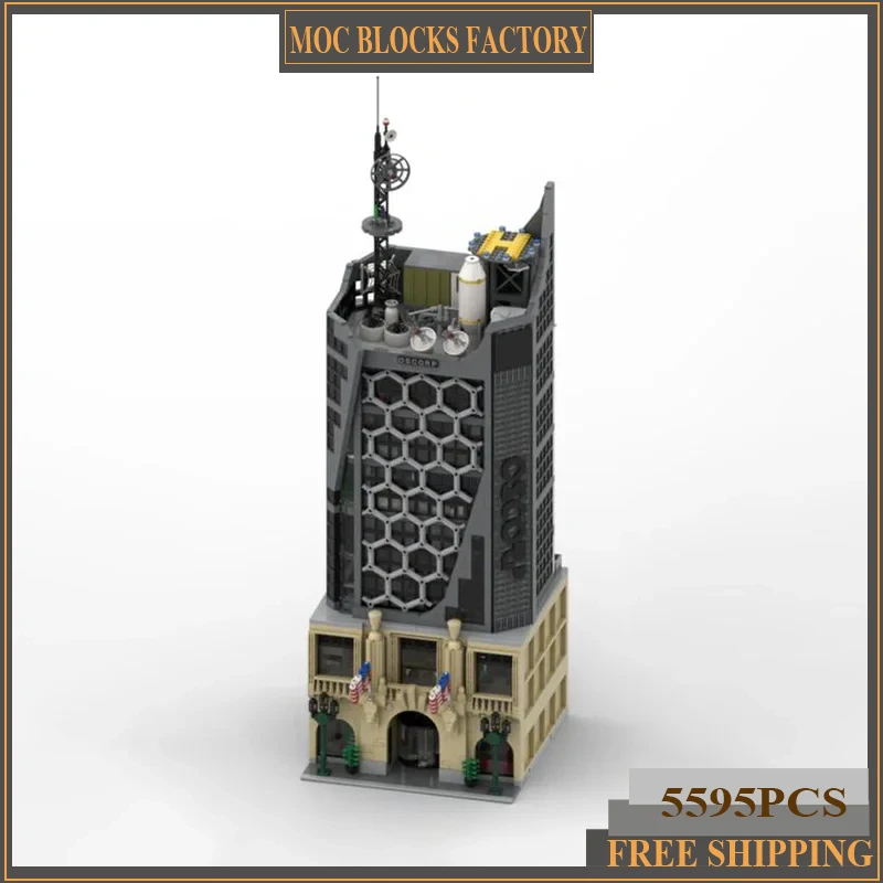 

Фильм паука MOC, строительный блок, модель башни Oscorp, технические кирпичи, сделай сам, сборка, модульная архитектура, игрушка с видом на улицу для подарка