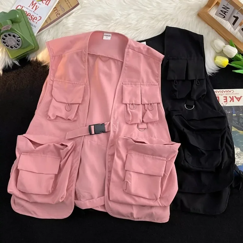 Summer Cargo Vest Men\'s Breathable Outdoor Leisure Waistcoat High-Quality Loose Fashion Multi-pocket Solid Thin Hot Vests