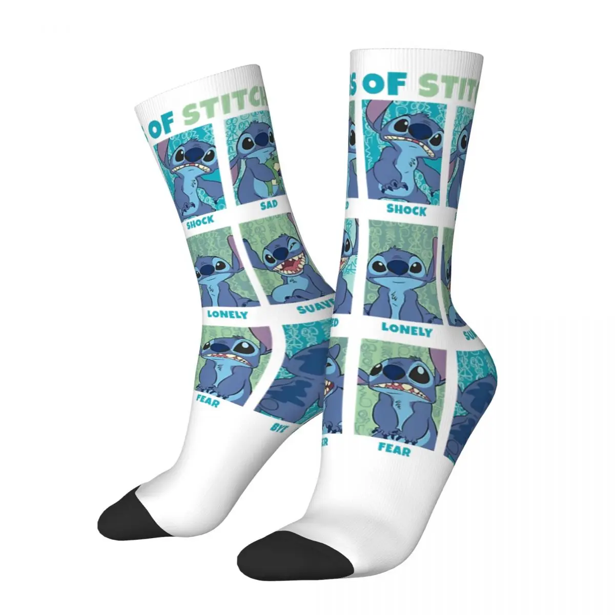 Stitch Emotions Funny Meme Theme Socks Accessories for Girls Sweat Absorbing Crew Socks