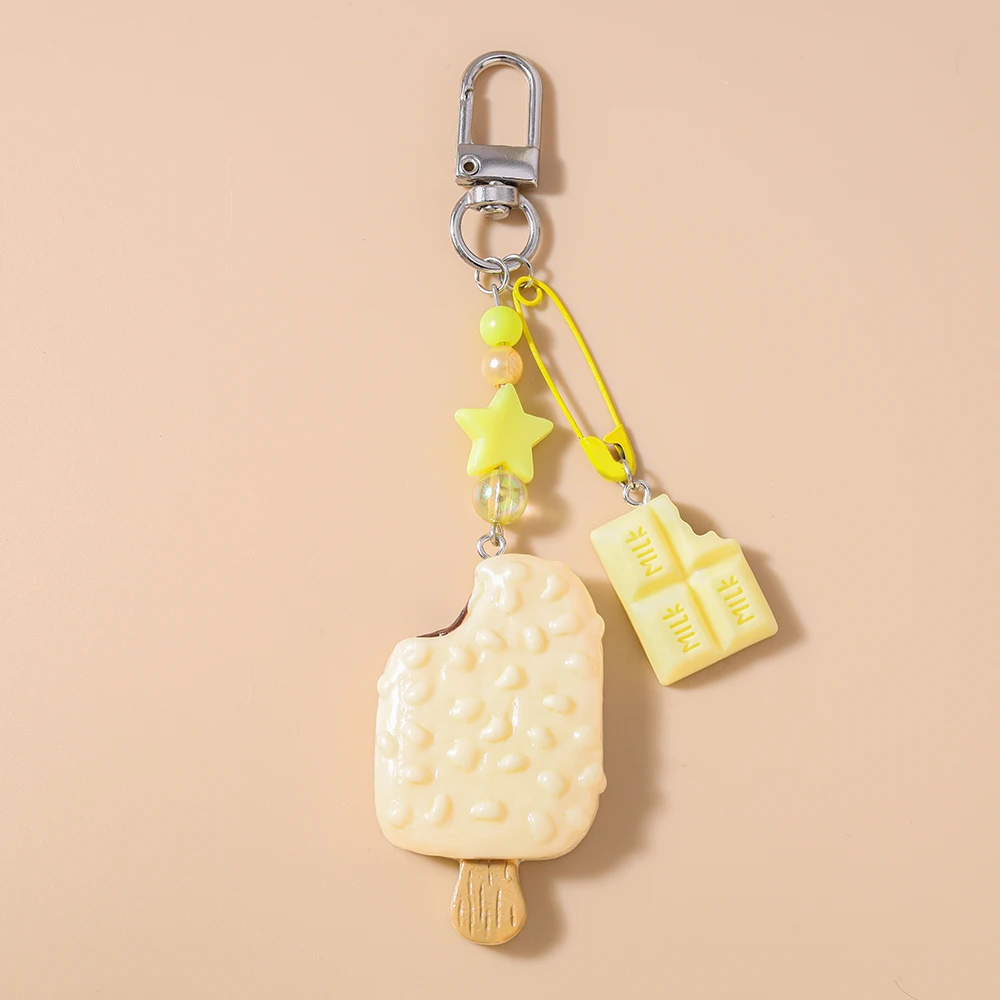 Aihua Niedlicher Eis am Stiel-Schlüsselanhänger, schöne Schokoladeneis-Schlüsselanhänger für Frauen und Mädchen, Simulation von Lebensmitteln, Handtaschen-Anhängern, Schmuck, Geschenke – Detail 3