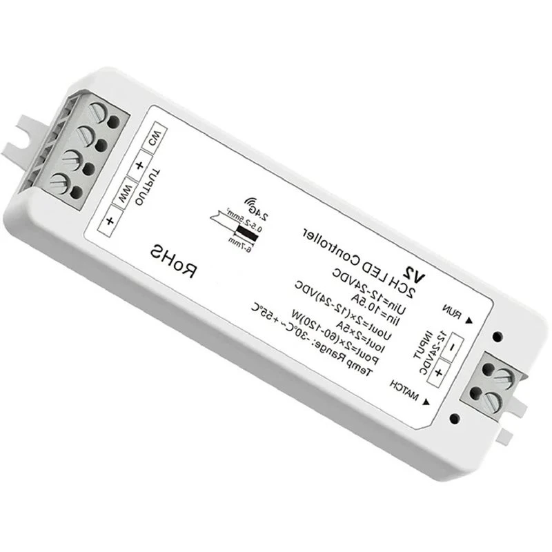 T19C CCT LED Strip Dimmer 2CH 5A LED Controller Auto-Transmitting Function Touch Slide Fade Mode 2.4GRF Remote Control Unit