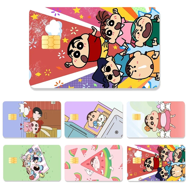 Anime Cartoon Crayon Shin-chan Credit Card Stickers Debit Bank Card Protective Film Cover Sticker Big and Small Chip Sticker