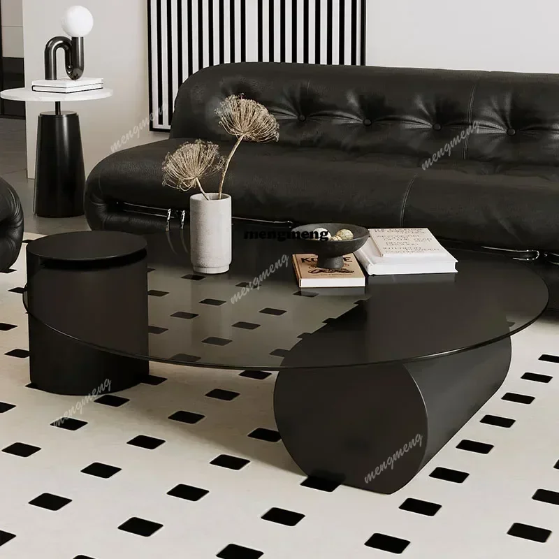 

Z136Glass Living Room Coffee Table Designer Round Writing Nordic Coffee Table Unique Transparent Mesas Bajas Entrance Hall Furni
