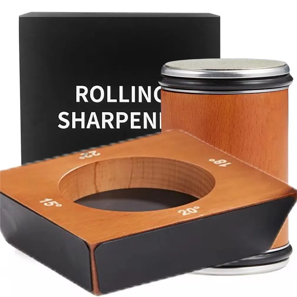 

Wooden Roller Sharpeners Rolling Knife Sharpener 15/20/18/22° Magnetic Angle Non-Slip Ideal for Kitchen DIY Tasks Diamond