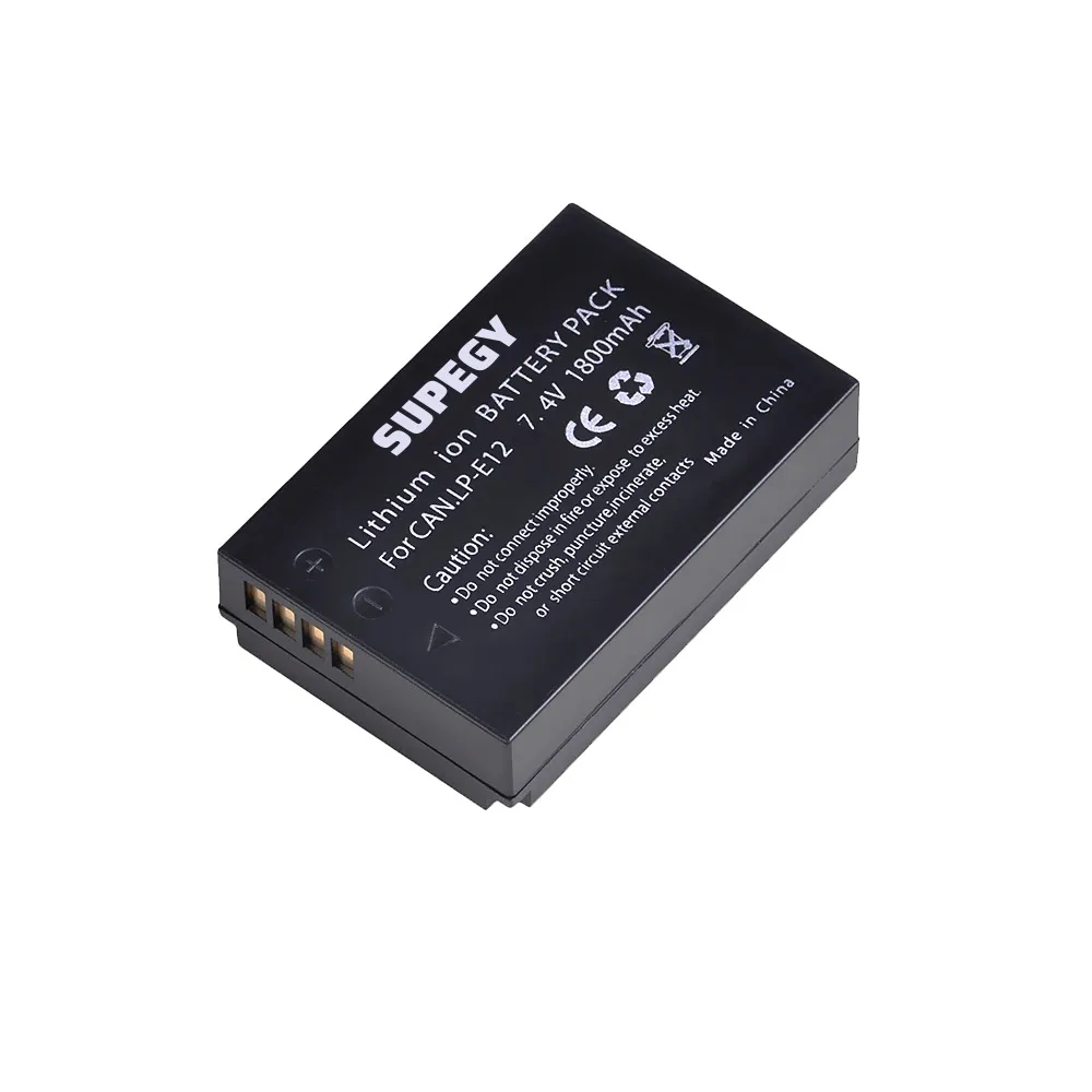 1800mAh LP-E12 LP E12 LPE12 Li-ion Battery + USB Charger for Canon EOS M50, EOS M100,100D Kiss X7 Rebel SL1 Camera