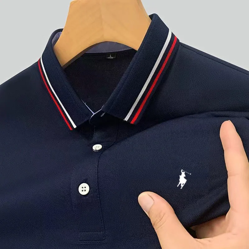 Polo de manga corta para hombre, camisa de marca con bordado auténtico, versátil, ligera, de lujo, superventas, verano, 2024