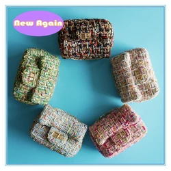 Children‘s Classic Woven shoulder bags Girls Party Mini Messenger Bags Kids Lovely purse Toddlers Coin Wallets Knit pouch NAB011