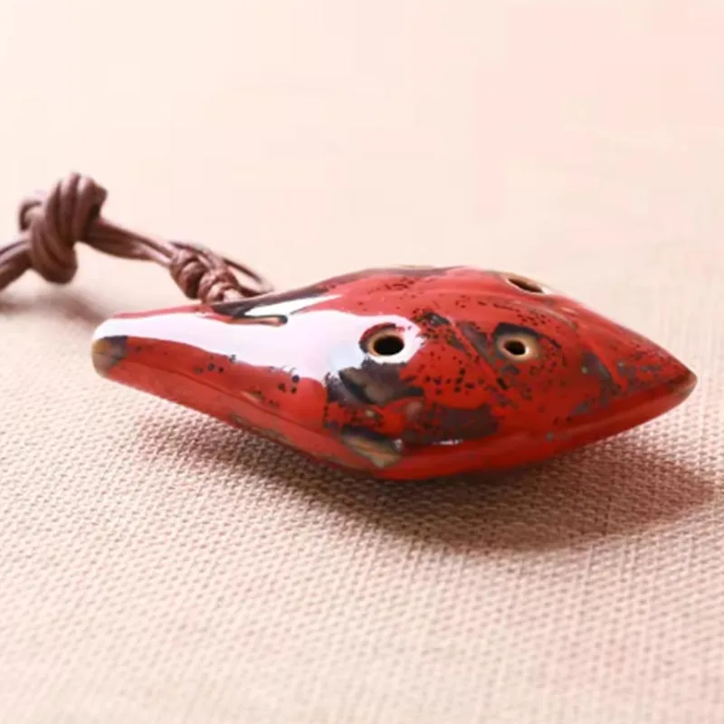 Ocarina w starożytnym chińskim stylu 1 szt., ręcznie wykonany instrument z sześcioma otworami, przyjemny dźwięk, ze smyczą, jak liść — zdjęcie 6