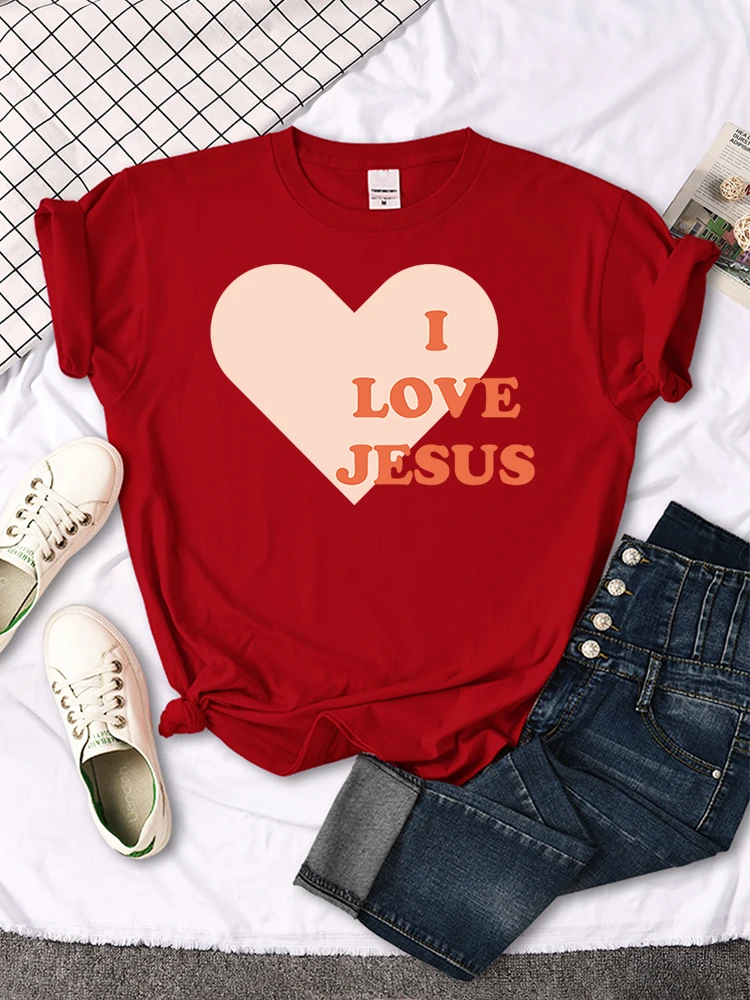 I Love Jesus Give You My Heart Tee Niche All-Matchclothes Casual Essential Comfortabletshirt Original Harajuku Aesthetic Tshirts