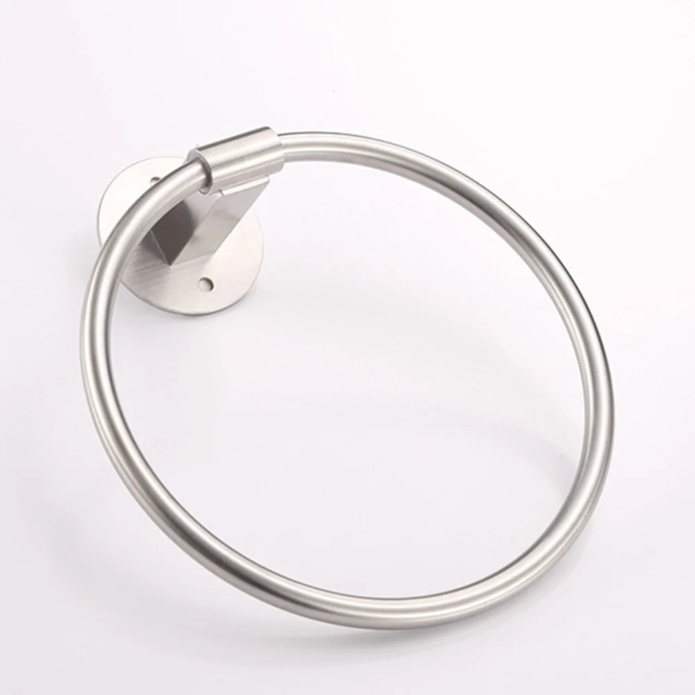 

Stainless Steel Round Towel Rack Easy Stick on Bathroom Fixture Modern Towel Hanger for Home Hotel Toilet Use Bathroom Accessory