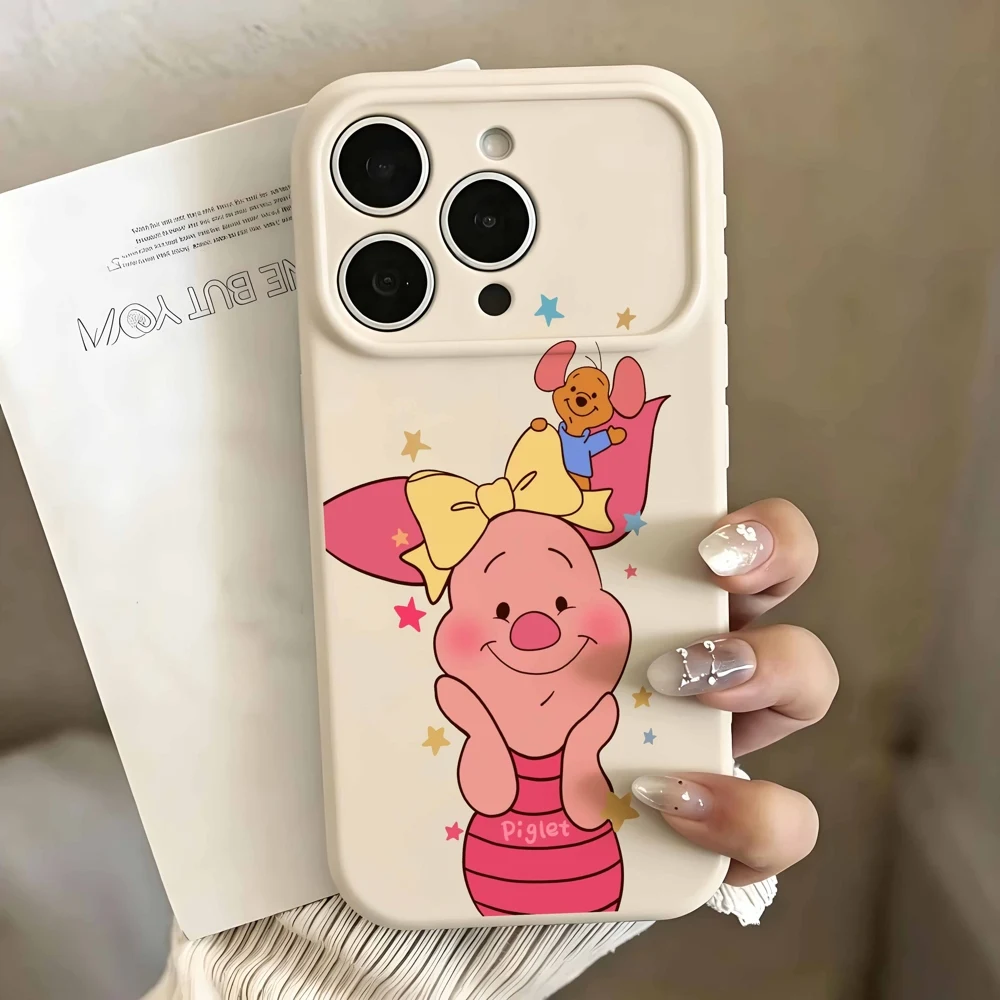 Pooh Bear And Piglet Disney For Apple iPhone 17 16 15 14 13 12 Mini 11 Pro Max Bubble Heart Cover Funda Silicone Soft Phone Case view 5