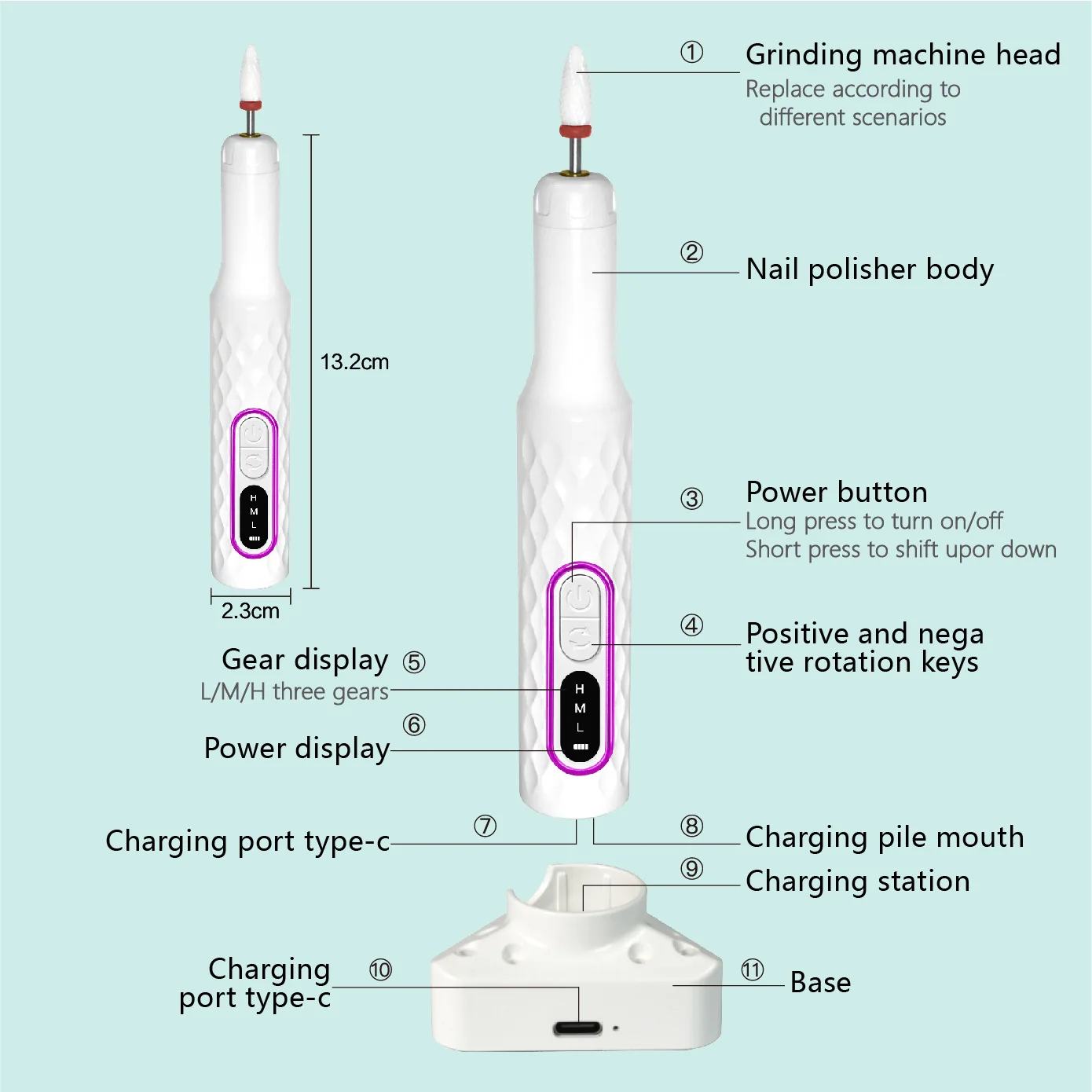 전기 네일 파일 세트, 전문가용 매니큐어 페디큐어 키트, 무선 전기 네일 드릴 기계, 가정용 페디큐어 키트 드릴 비트