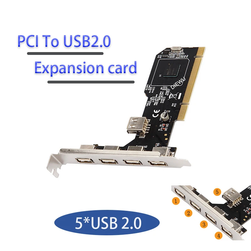 Concentrador de juegos de tarjeta de expansión PCI para escritorio, convertidor de 5 puertos USB 2,0 a PCI, accesorio de ordenador, adaptador divisor de tarjeta