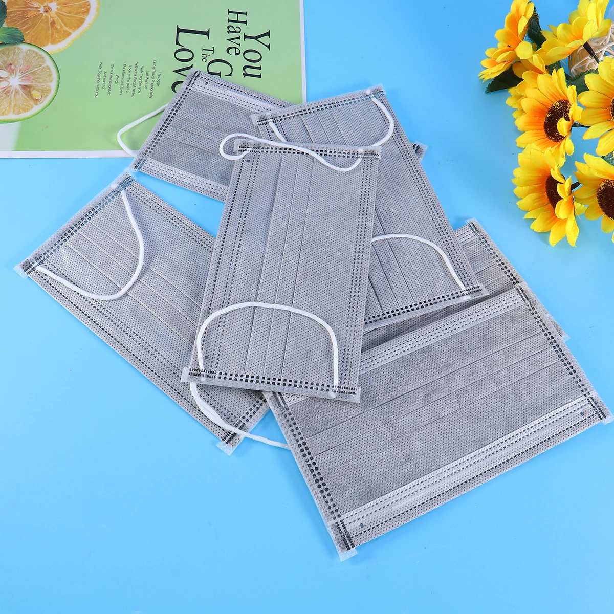 

50 Pcs Activated Carbon Mask Daily Wearing Dust Gauze Disposable Nonwoven Practical