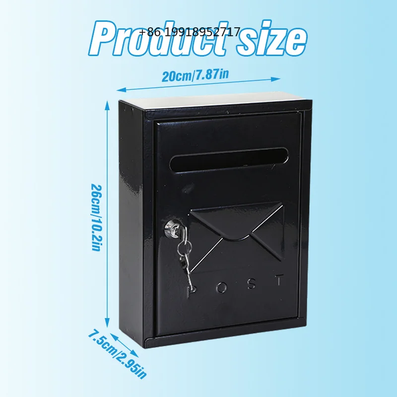 20x7.5x26cm Metal Wall Mount Mailbox Letter Box Apartment Complaint Box Capacity Easy Installation Office Home Postbox JJ424