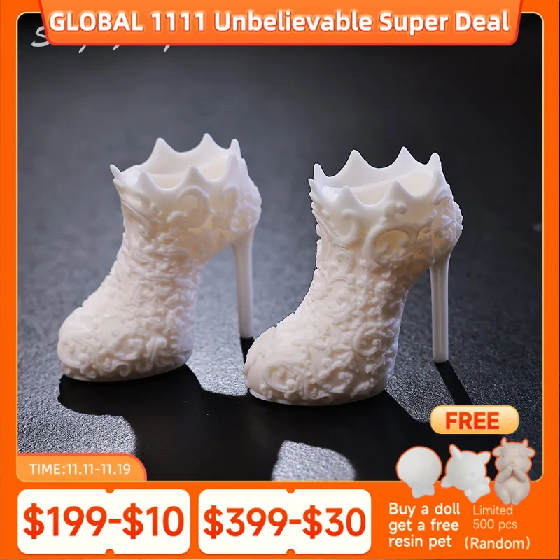 BJD รองเท้าตุ๊กตา1/4 BJD รองเท้าแฟชั่นแกะสลักส้นสูง BJD อุปกรณ์เสริม1/4 minifee สาวร่าง BJD รองเท้าตุ๊กตา