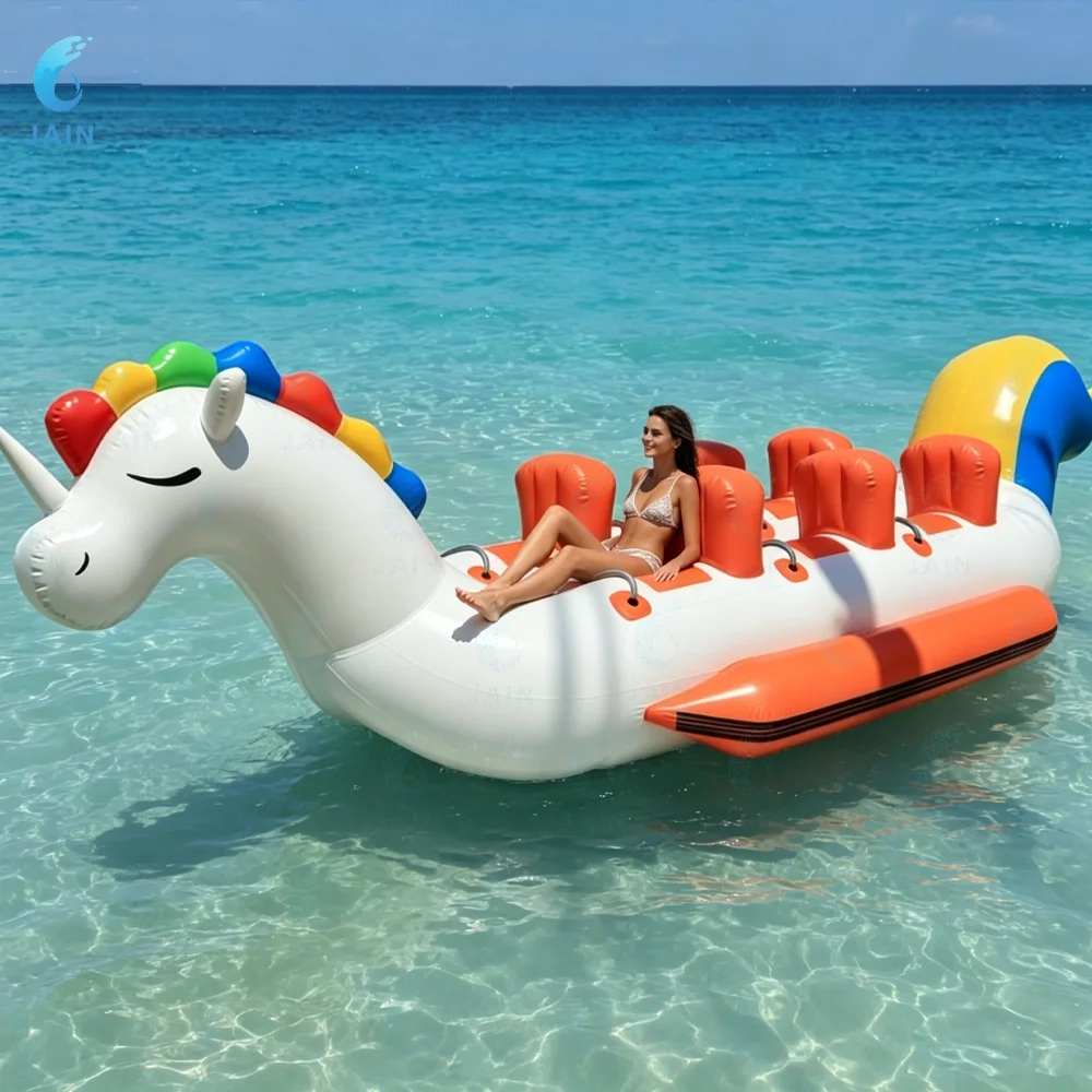 

Customizable 6-Seat Unicorn Inflatable Boat Inflatable Towboat PVC Floating Boat Suitable For Water Parks and Ocean Areas