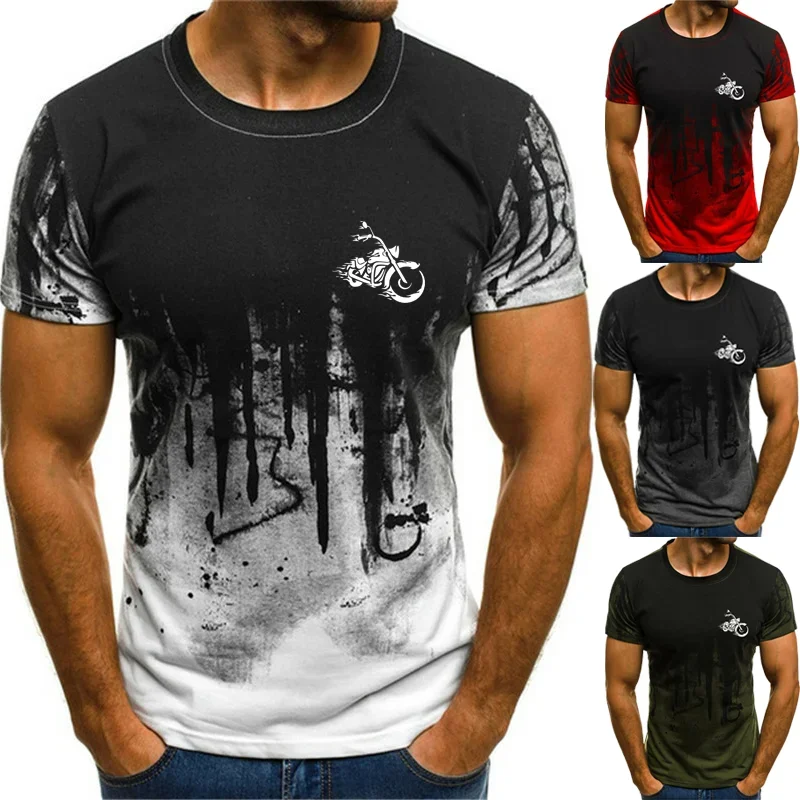 Harajuku Casual Men's Fashion 3D Printed Fitness Short Sleeve T Shirt Splash Ink Cool Colourful Tees Tops Oversized Clothing