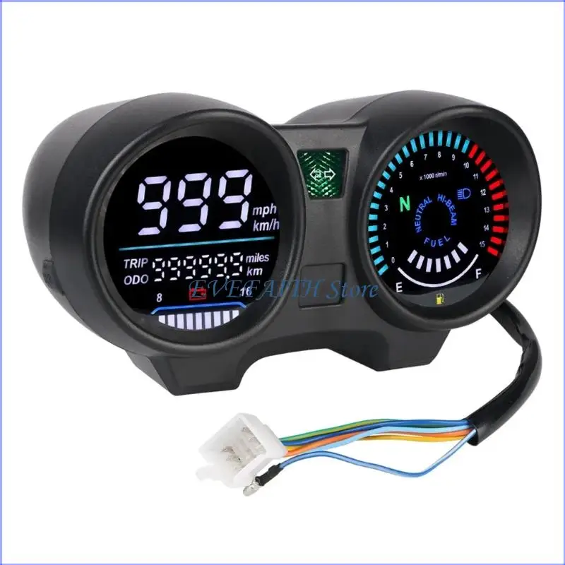 

124B Multifunctional Clear Large Display Motorcycle Dashboard with Speedometer Gauge 12V Accurate Readings for CG150 Fan 150