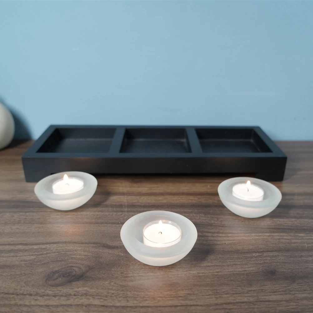 

Frosted Cup Candlestick Tea Light Holders Glass Tealight Retro Fragrance for Pebbles Lights