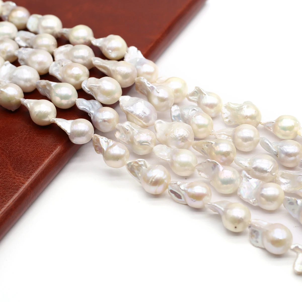 Natural Baroque Beads Fish Tail White Hole White Pearls Loose Spacer Beaded for Making DIY Necklace Bracelets Earrings 15''