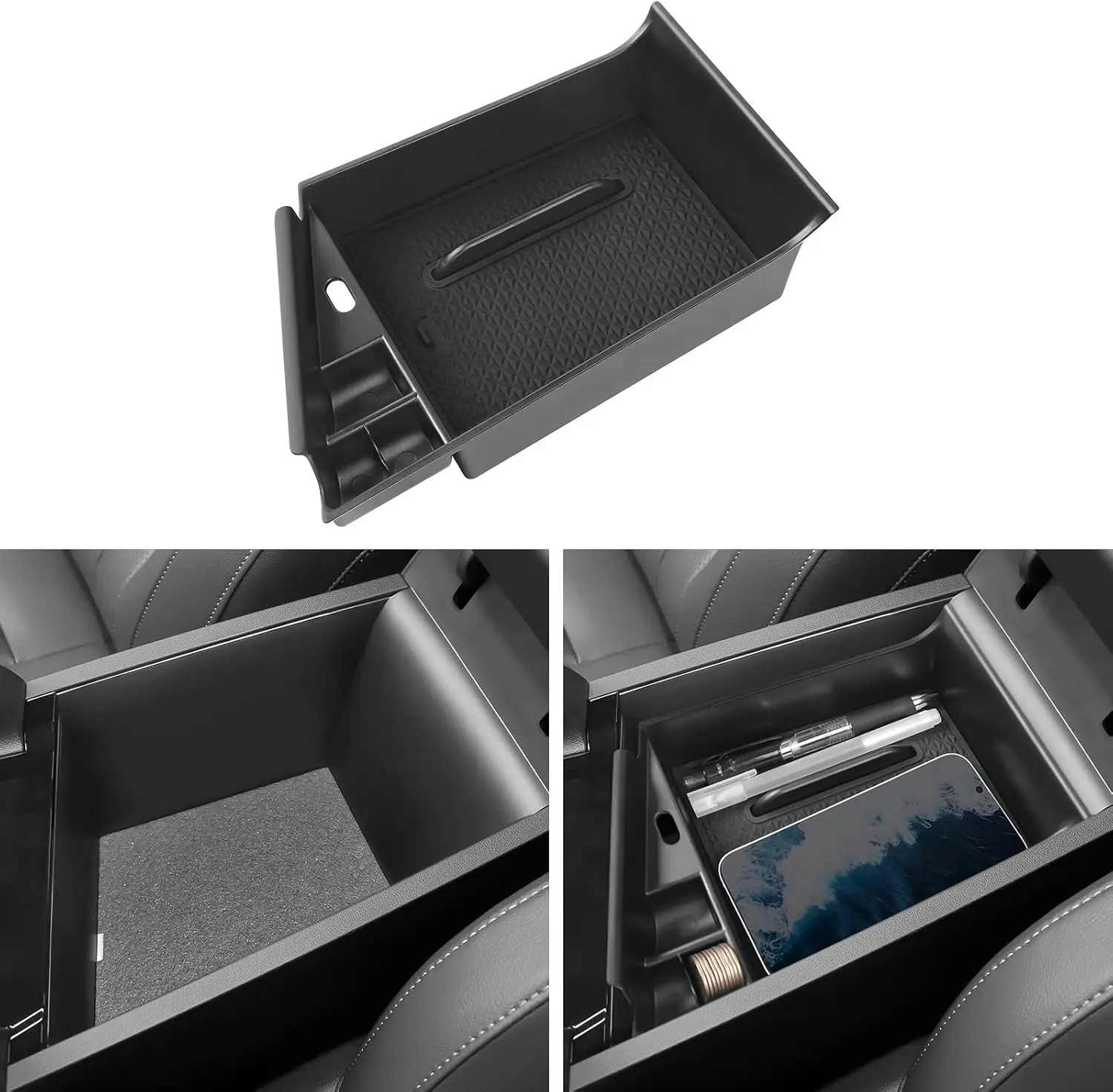 

Center Console Organizer Compatible with Hyundai 2021-2025 2026 Elantra Accessories (NOT Fit Manual Hand Break Models) Black ABS