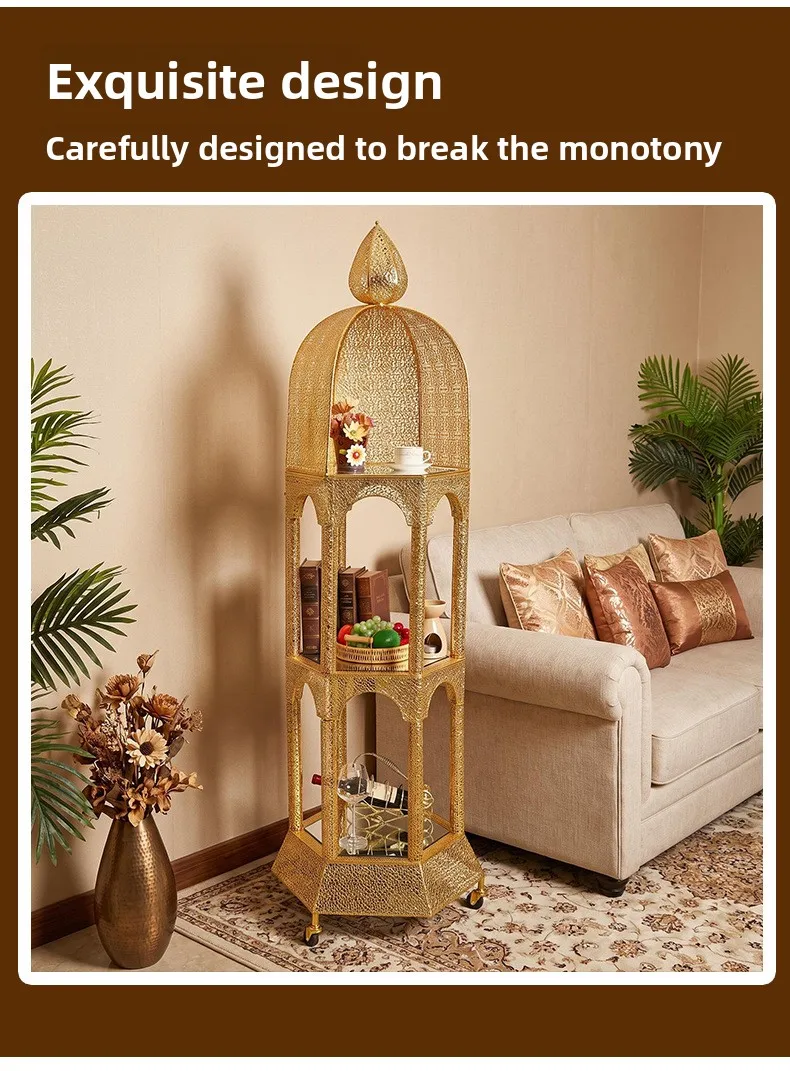 High-grade floor rack storage cabinet creative display rack movable storage  European bookshelf bookcase