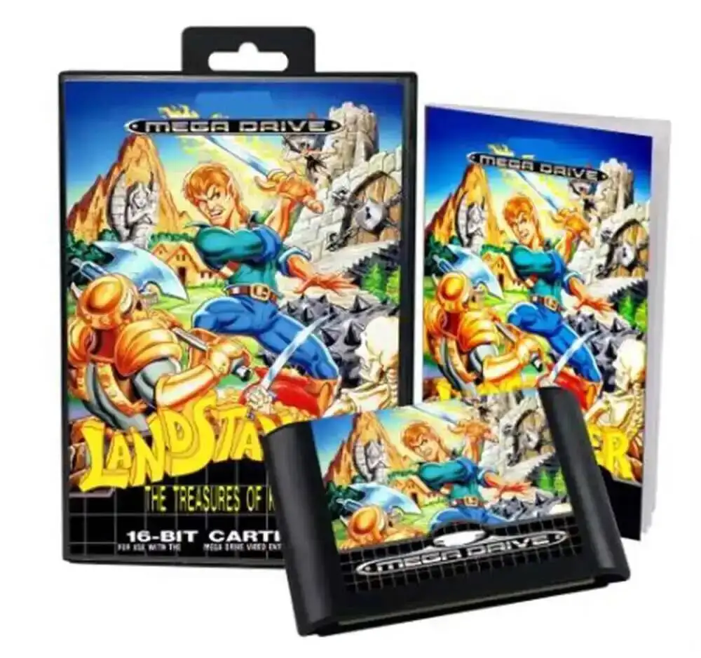 HOT Landstalker con caja y Manual para cartucho de juego Sega MD de 16 bits, sistema Megadrive Genesis