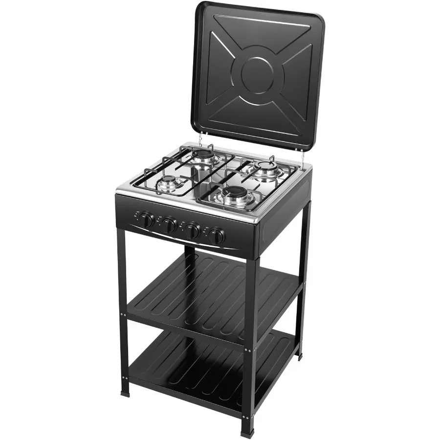 

4-панельная газовая плита Портативная уличная плита со съемной подставкой для хранения для приготовления пищи на открытом воздухе в квартире на колесах