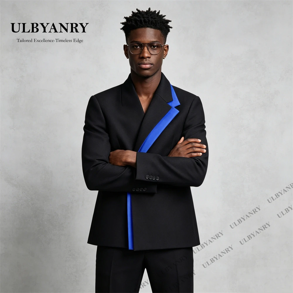 ULBYANRY Tailored Men’s  Slim Fit 2 Piece Suit with Asymmetrical Lape Wedding Groom Suits, Business Dinner Events Ceremony Suits