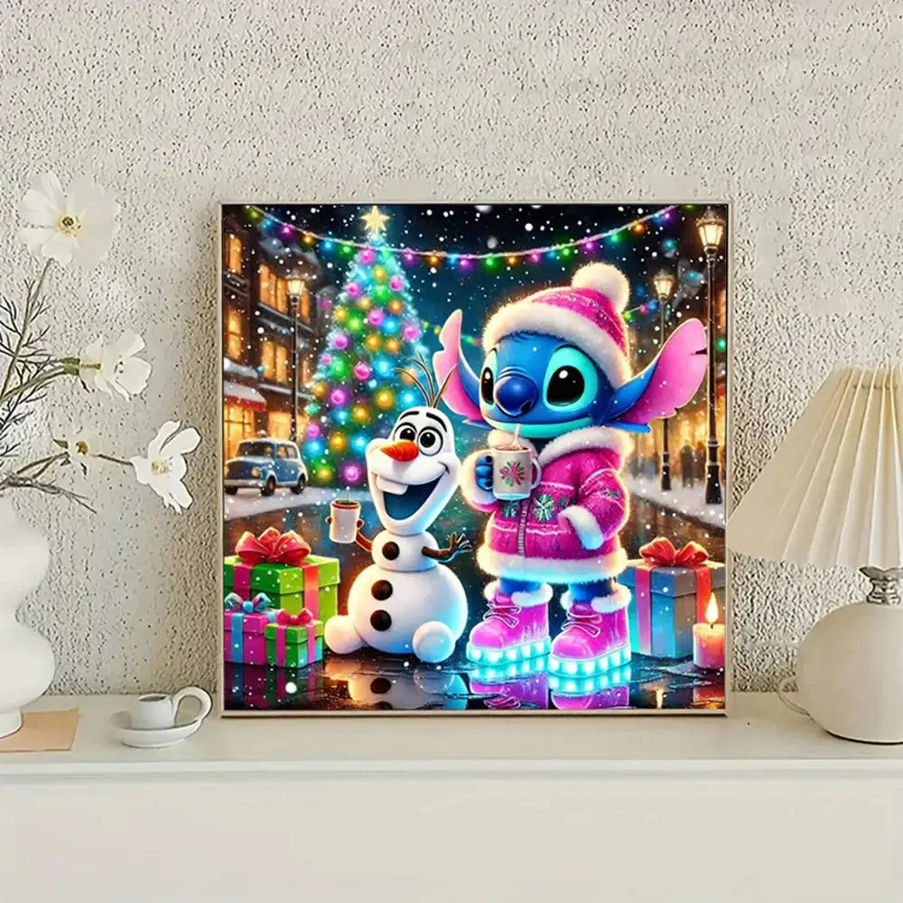 1pc Disney 5D Kit di pittura diamante fai da te Stitch Olaf trapano completo rotondo acrilico strass senza cornice decorazione della parete di casa regalo