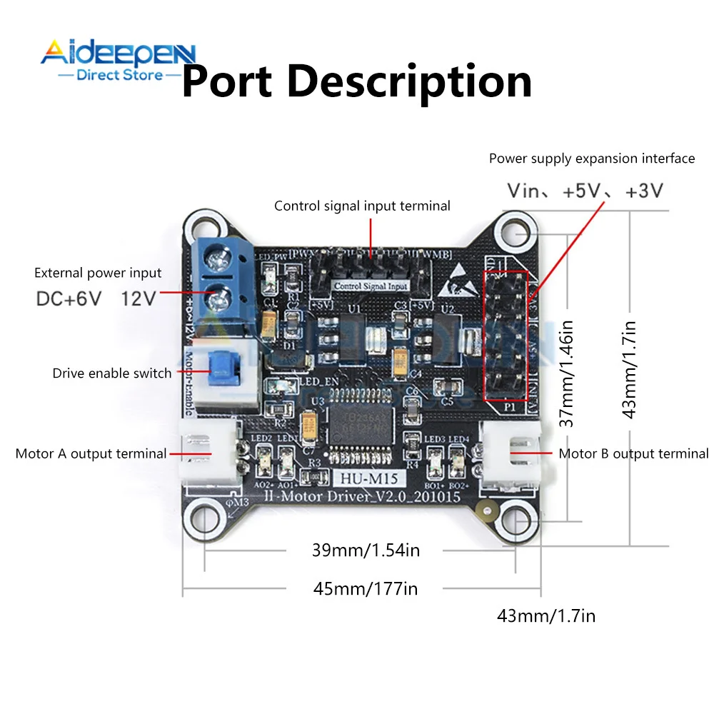 TB6612 Dual DC motor drive module Motor forward and reverse drive control module for Arduino Microcontroller Better than L298N