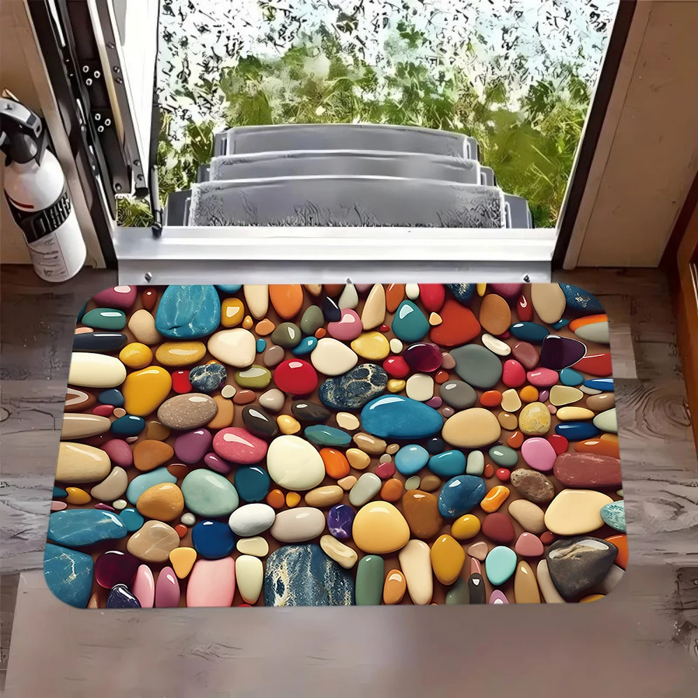Goose Soft Stone Printed Carpet Welcome Doorstep Mat Kitchen Bedroom Living Room Porch Entrance Non Slip Rug Home Decoration
