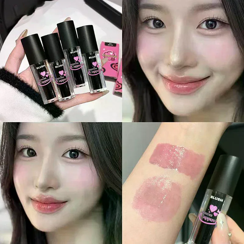 Cappuvini Czarny Płynny Róż do Policzków, Ust i Oczu Zmieniający Kolor, Kryształowy Nawilżający Róż, Transparentny Żel Zmieniający Kolor, Kremowy Róż