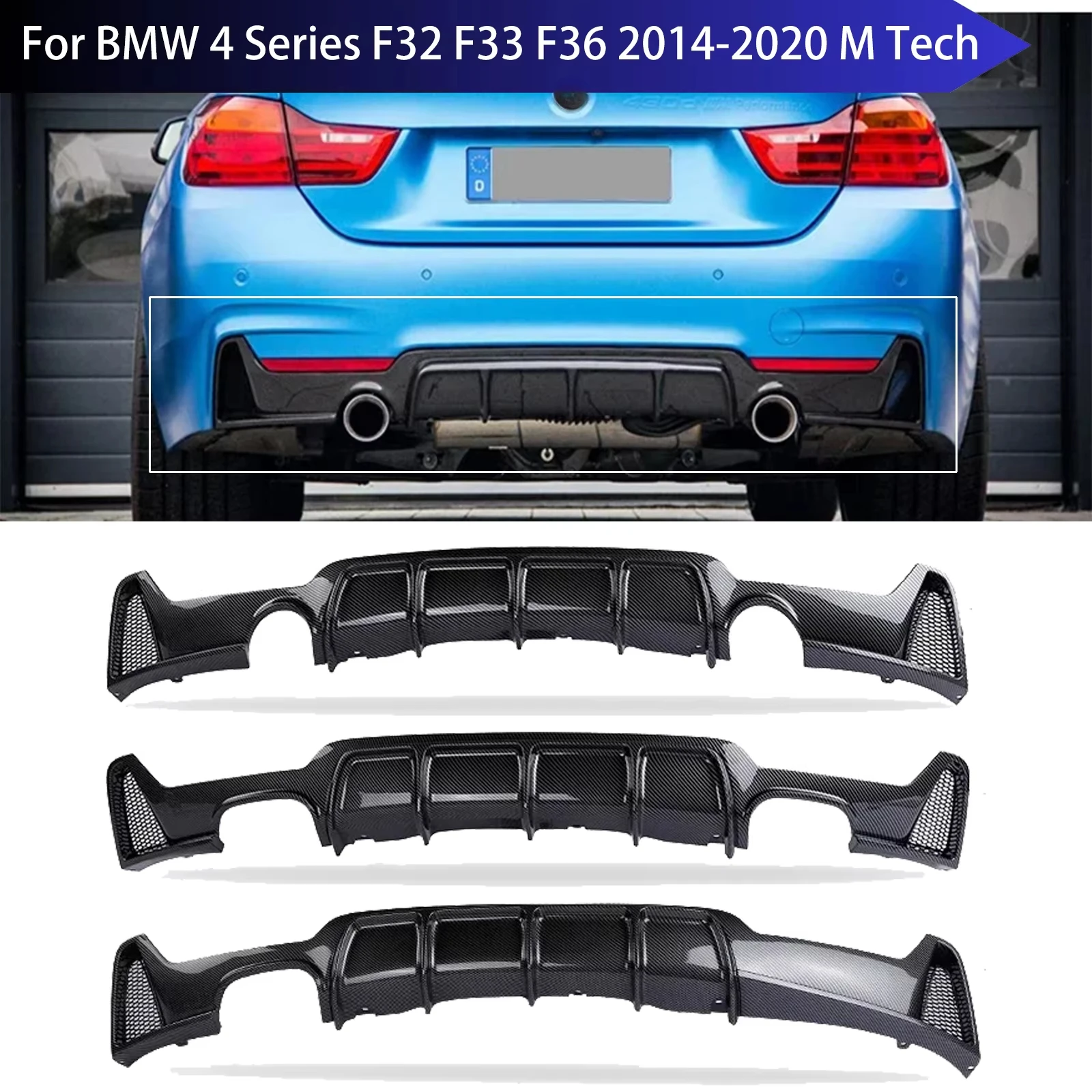 

Для BMW 4 серии F32 F33 F36 2014-2020 M Tech диффузор для заднего бампера губа Facelift диффузор Корпус Комплект защита для заднего бампера