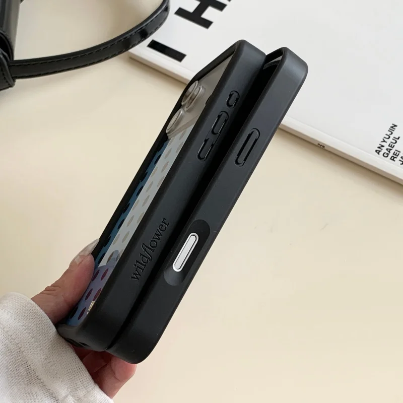 Wildflower ثلاثية الأبعاد أزرق أحمر أبيض منقطة جراب هاتف آيفون 13 12 14 15 16 17 برو ماكس زائد الموسيقية ملاحظة موجة نقطة غطاء #6