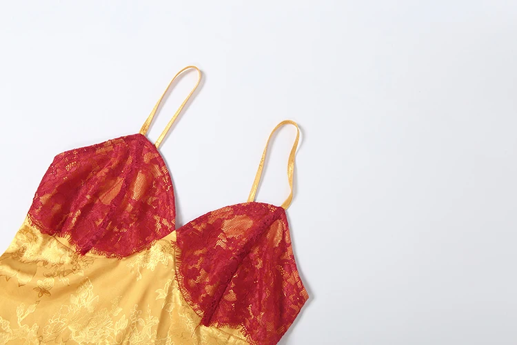 Weird Puss Kleid mit dezentem Muster, Damen, tief ausgeschnitten, ärmellos, Patchwork-Spitze, Reißverschluss, rückenfrei, Party, Mini, figurbetont – Detail 6