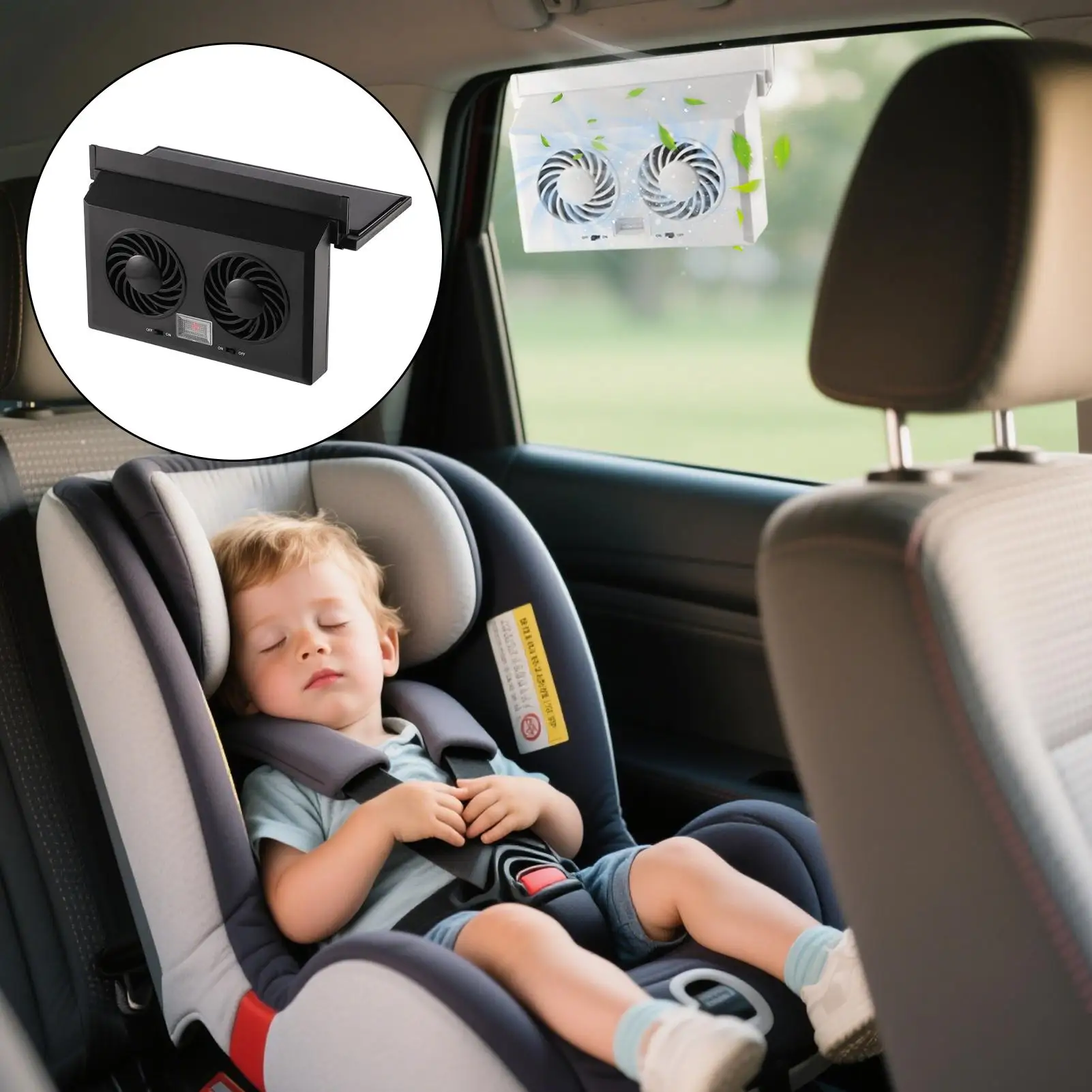 Car Window Fan Solar Powered Double-Head Easy Installation Cooling Vent Car Air Purifier Window Fans For Backseat Frontseat