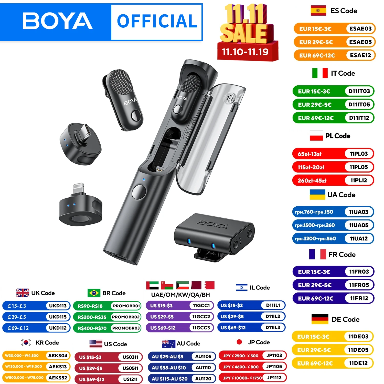 

BOYA BOYA Magic Wireless Lavalier Microphone 4 Forms in 1 Mic for iPhone Android USB-C Phone Camera for Interview Live Streaming