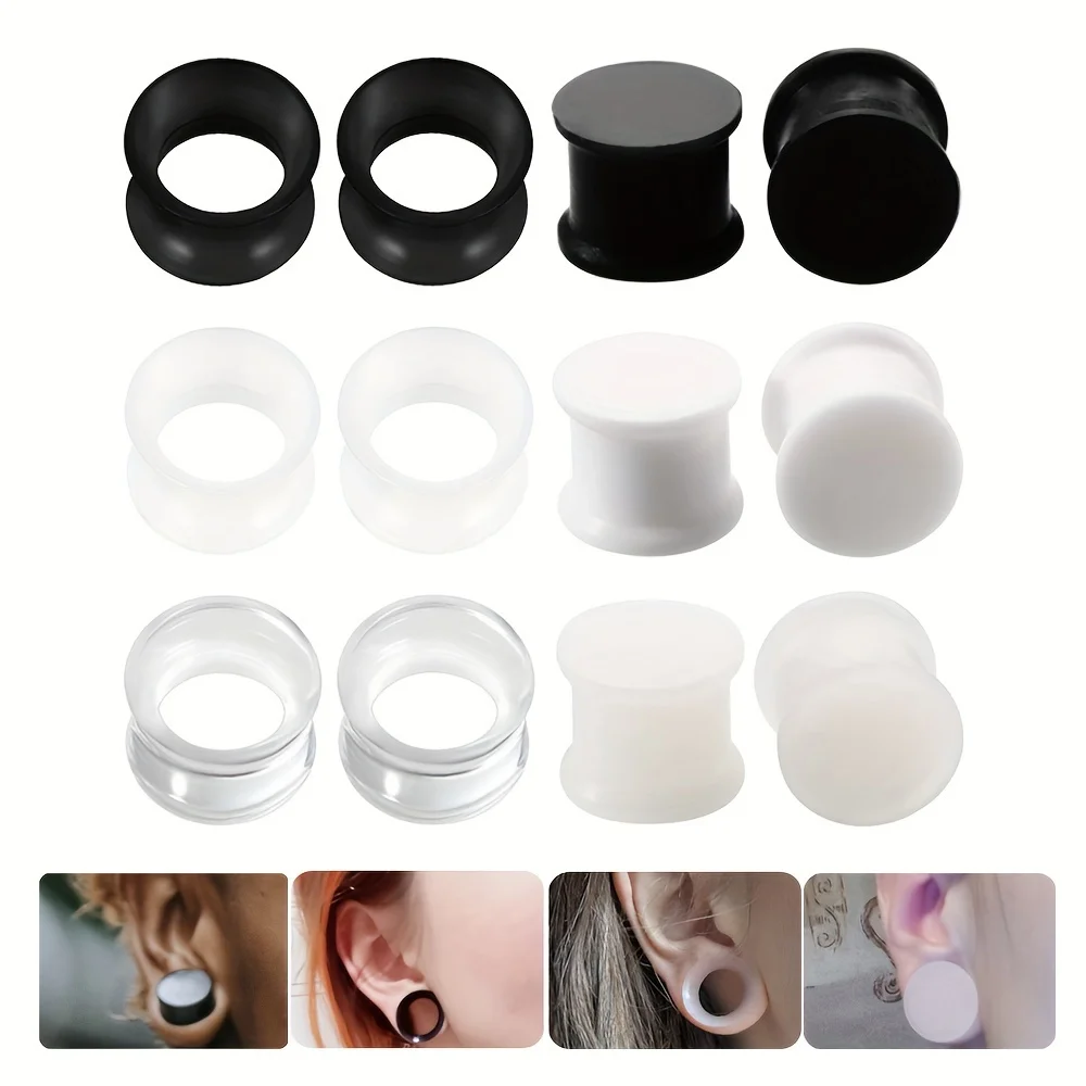 1 Pair 6mm-14mm Silicone Ear Expansion Ear Plugs Tunnels Expandar Gauges Body Piercing Jewelry Unisex