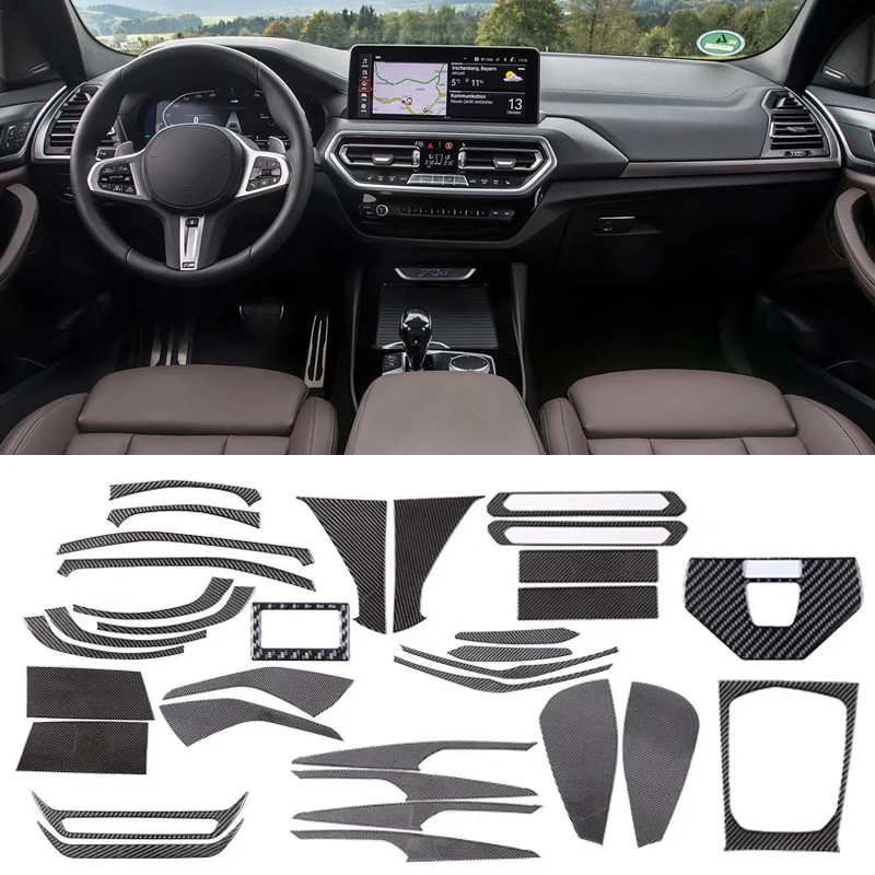 

Для BMW X3 G01 2018-2022 Мягкое углеродное волокно, центральная консоль автомобиля, кондиционер, розетка, наклейки, комплект автомобильных аксессуаров